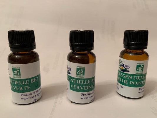 Pack de 3 huiles essentielles bio : Menthe Verte, Verveine & Menthe poivrée